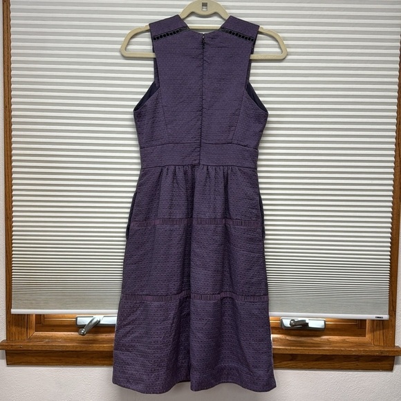 Rebecca Taylor Purple Matelasse Textured V-Neck Sleeveless Dress Size 2 - Picture 4 of 9